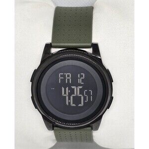 Men's Yunik Digital Alarm Chrono Black Case Olive Green Resin Band Watch 13